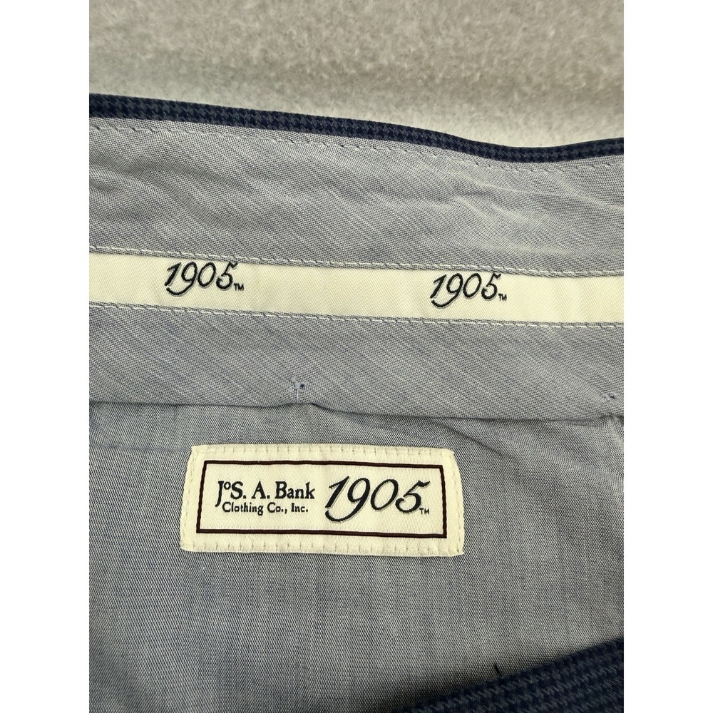 Jos A Bank 38x29 Blue Houndstooth 1905 Stretch Wool Blend Mens Dress Pants - Picture 5 of 10